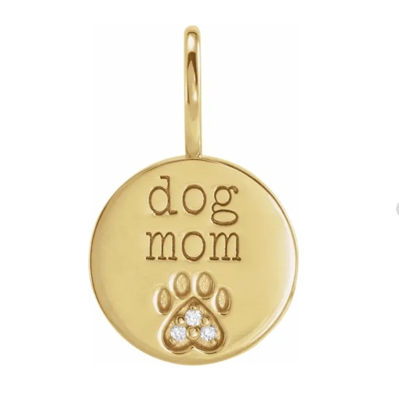 🐶 Dog Mom 14K Yellow .01 CTW Natural Diamond Paw Print Charm/Pendant ❤️🐾 - Picture 1 of 3